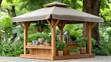 Charming Gazebo Coffee Shop  Minimalist Outdoor Cafe Design
