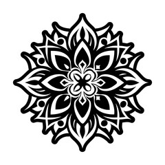 A glyph style icon showing mandala flower tattoo