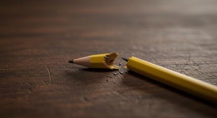 Broken Pencil on Wooden Surface