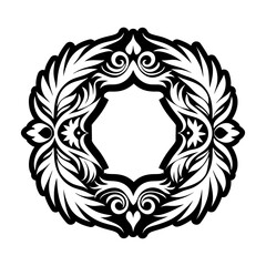 A filled style icon depicting feathered deco tattoo