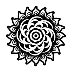 A solid style icon of floral spiral tattoo