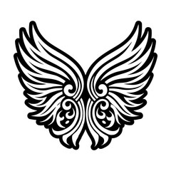 A glyph style icon showing wings tattoo