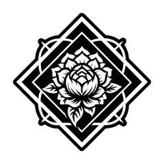 A glyph style icon of peony rose