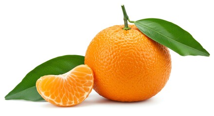 Tangerine Fruit with Leaf and Segment