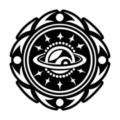 A solid style icon of planetary tattoo