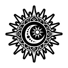A glyph style icon of moon tattoo