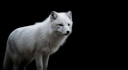 Arctic Fox on Black Background