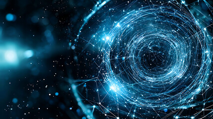 Abstract blue hexagons shape and lines with science create mesmerizing visual of interconnectedness and depth, evoking sense of wonder