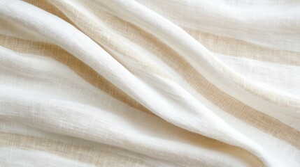 Soft, flowing white fabric with subtle beige stripes