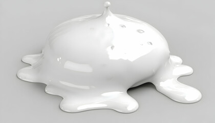 Abstract image of white liquid, possibly paint or cream, splashing and flowing, creating a unique, organic shape. Perfect for designs needing a clean, modern aesthetic.