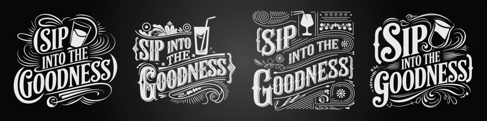 Coffee Café Blackboard Typography with Calligraphy and Café Branding