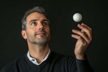 ultra HD visual of male table tennis player with ping pong ball
