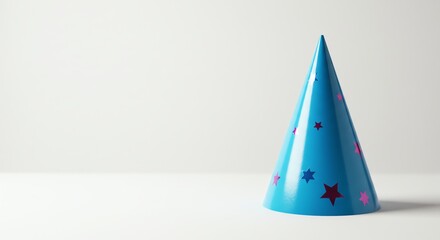 Fototapeta premium Blue Party Hat with Star Pattern