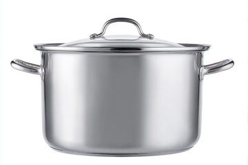 Open stainless steel cooking pot isolated on white with clipping path