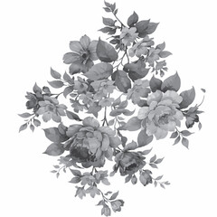 beautiful latest digital textile design flowers and leaves for printing