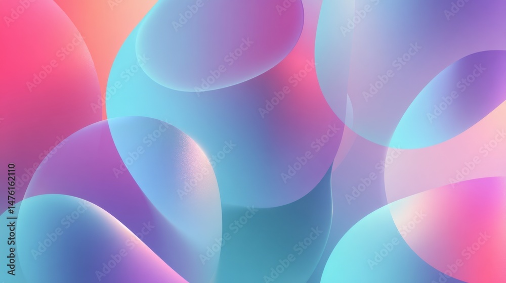 Wall mural abstract pastel gradient background with overlapping spheres digital art smooth texture modern desig
