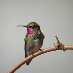 Fototapeta premium Anna’s Hummingbird bird on piece of wood.