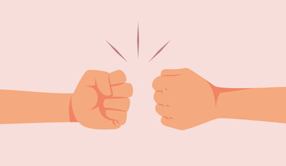 Fist Bump Friendly gesture Vector Illustration Design. People making a gesture of friendship and collaboration in solidarity 
