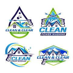 Professional Pressure Washing Logo Design Template.