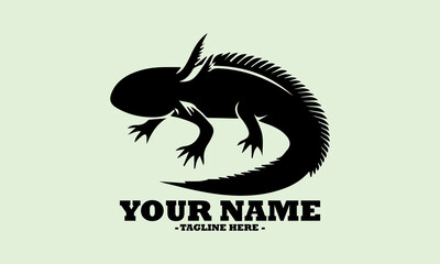 Axolotl silhouette vector illustration, axolotl silhouette line art vector illustration and illustration on white background and axolotl logo art