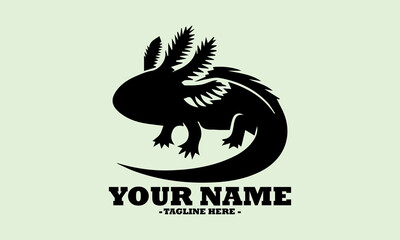 Axolotl silhouette vector illustration, axolotl silhouette line art vector illustration and illustration on white background and axolotl logo art