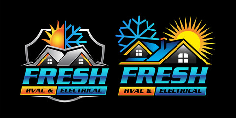House HVAC Logo Design Template.