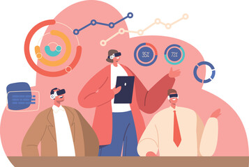 Businesspeople having virtual meeting vector illustration