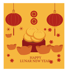 Naklejka premium Happy Lunar New Year Vector Card Collection - Chinese New Year Festive Graphics-08