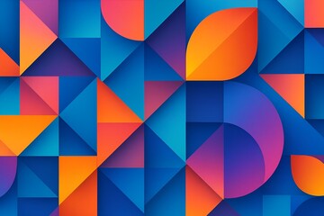 Obraz premium Abstract geometric pattern in vibrant colors with 3D depth and smooth gradients, suitable for modern backgrounds and digital art themes