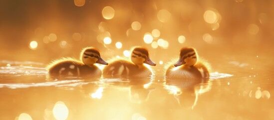 Golden Hour Ducklings: A Serene Sunrise