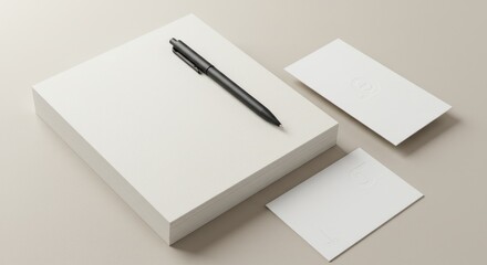 Papers and pen composition