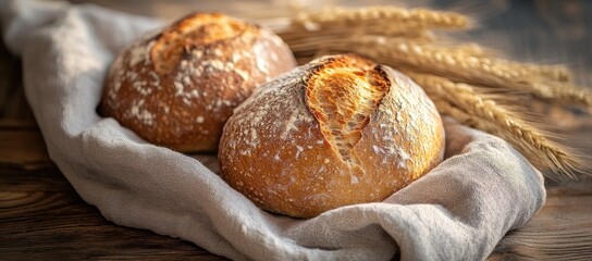 Golden Crust Artisan Breads on Rustic Wooden Table