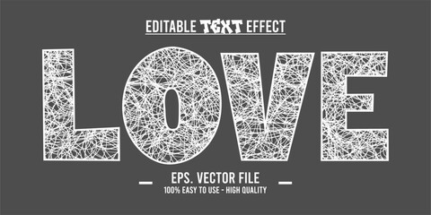 Love Editable Text Effect, Romantic and Modern Love Text Styles, Playful & Elegant Love Typography. EPS File