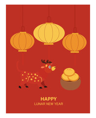 Lunar New Year Vector Illustration Pack - CNY Dragon, Ox & Lantern Graphics-01