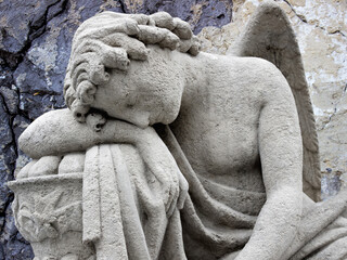 Beautiful angel with big wings. Guardian Angel. Angel savior	
