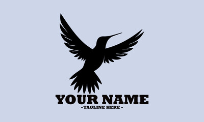 Silhouette vector illustration of hummingbird flying with wings fully spread expressing freedom and grace in minimalist design and logo vector hummingbird design