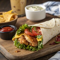 Grilled Chicken Wrap with Fries