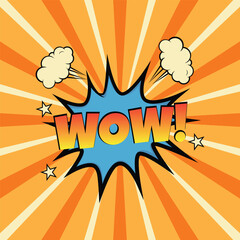 retro comic book wow explosion vector background design template