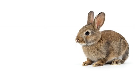 Fototapeta premium Small brown rabbit isolated on white background