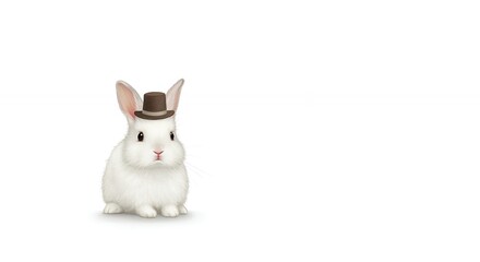 Fototapeta premium White rabbit with hat isolated on white background