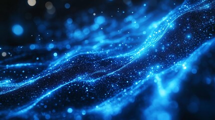 Glowing Blue Particle Wave Abstract Background