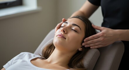 Fototapeta premium Woman Receives Head Massage