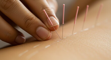 Acupuncture Needles Inserted Into Skin