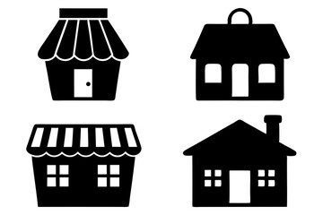 Fototapeta premium set of Shop silhouette vector illustration