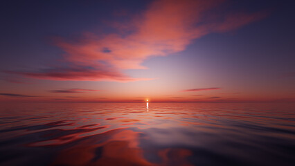 Obraz premium A beautiful sunset over the surface of the ocean.