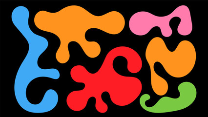 Colorful organic shapes in irregular forms against a black background