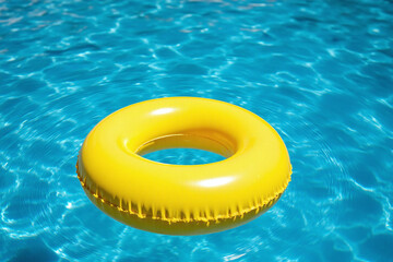 yellow inflatable ring floating in a swimming pool