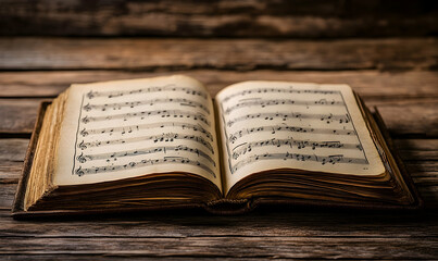 Obraz premium Antique book open pages aged text history education