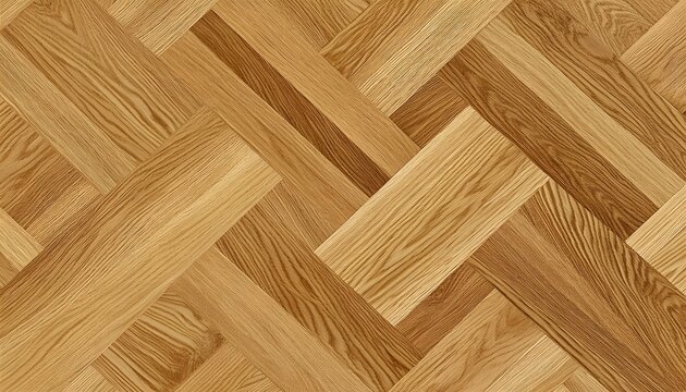 Intricate herringbone pattern in light brown wooden flooring.