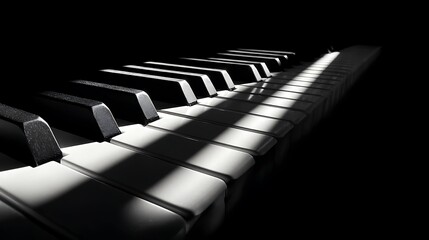 Piano keys in light and shadow, abstract view